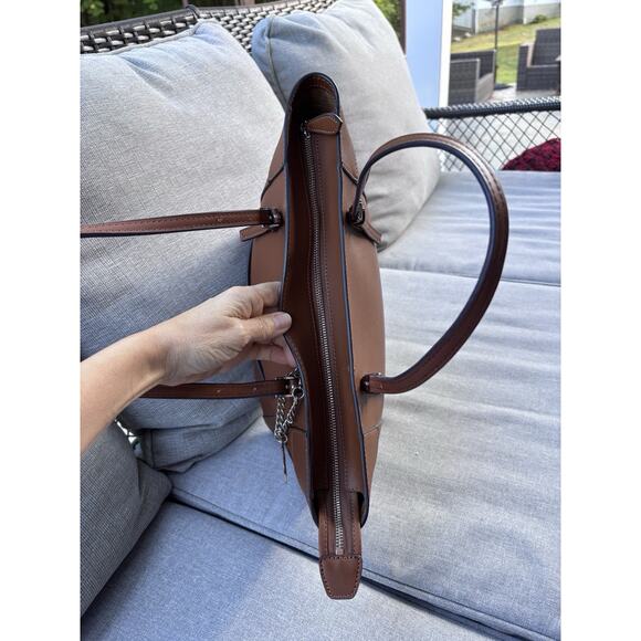 Guess Delaney Brown Cognac Tote Handbag Purse Tote - Picture 6 of 12